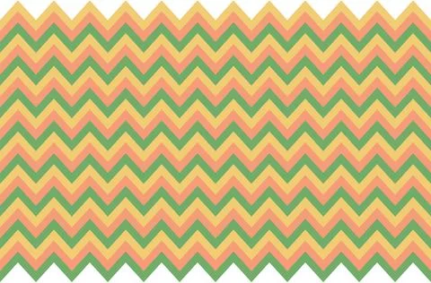 Seamless Chevron Zigzag Pattern in Warm Mustard Yellow, Coral Orange and Green Stock Illustration