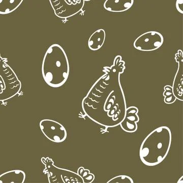 Seamless chicken  brown pattern Stock Illustration