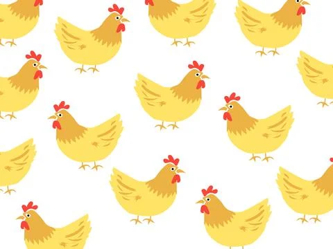Seamless Chicken Pattern, Cute Farm Animal Illustration for Fabric, Wallpap.. Stock Illustration