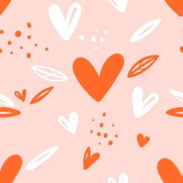 Seamless childish pattern with hand drawn hearts.Creative scandinavian kids 스톡 일러스트