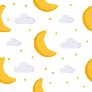 Seamless childish pattern with moons and clouds. Creative kids texture for .. Stock Illustration
