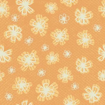 Seamless childish pattern with yellow doodle flowers. Creative kids floral te Illustrazione stock