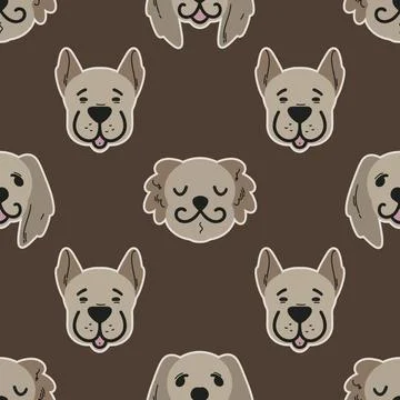 Seamless childish simple pattern with cute doggies Stock Illustration