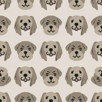 Seamless childish simple pattern with cute doggies Stock Illustration