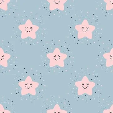 Seamless childish simple pattern for kids with cute stars in Scandinavian sty Stock Illustration