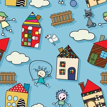 Seamless childlike pattern Stock Illustration