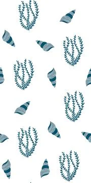 Seamless children's pattern with funny fish and sea animals. Children's textu Illustrazione stock