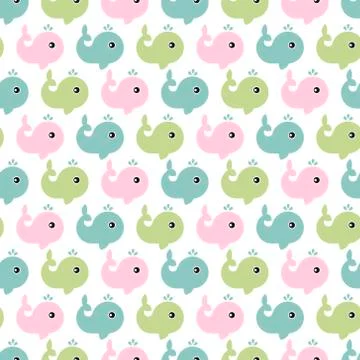 Seamless children's pattern. A lot of little whales on a white background. Pa Stock Illustration