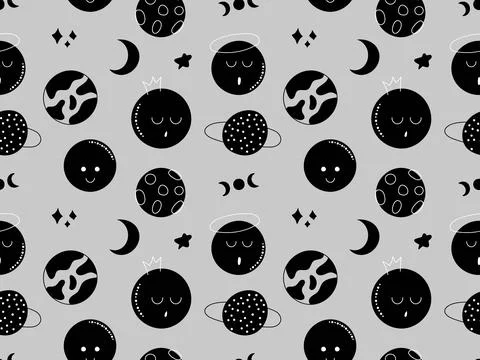 Seamless childrens pattern with planets Ilustración de archivo