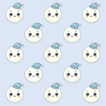 Seamless children's patterns with snowman,  creative Scandinavian children'.. Illustrazione stock