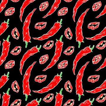 Seamless chili peppers Stock Illustration