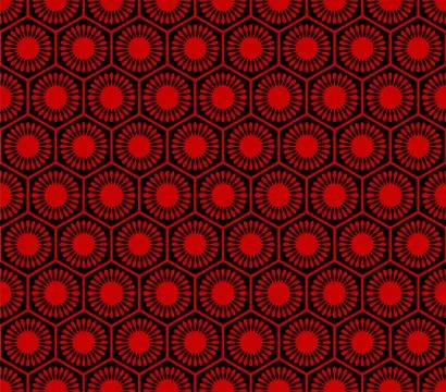 Seamless Chinese Background polygon round flower geometry cell frame Stock Illustration