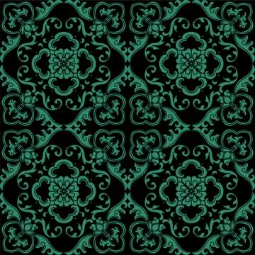 Seamless Chinese Background Spiral Leaf Vine Flower Stock Illustration