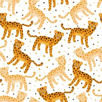 Seamless Chinese new year pattern background with doodle hand draw tiger , ne Illustrazione stock