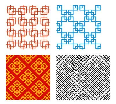 Seamless Chinese pattern in geometric style vector Stock Illustration
