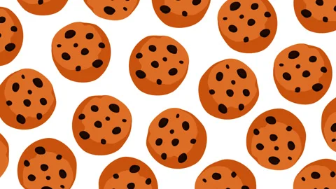 Seamless Chocolate Chip Cookie Pattern Background for Sweet Food Content Stock Footage 345105523