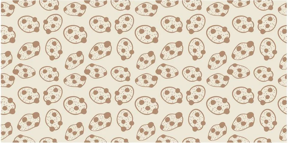 Seamless Chocolate Chip Cookie Pattern Background Doodle Hand Drawn Style Stock Illustration