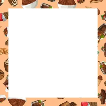 Seamless Chocolate Dessert Pattern Frame with Central White Copy Space Stock Illustration