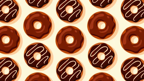 Seamless Chocolate Donut Pattern Background for Sweet Food Content Stock Footage 336555395