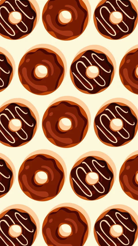 Seamless Chocolate Donut Pattern Background with Sweet Glazed Treats 動画素材 336611164