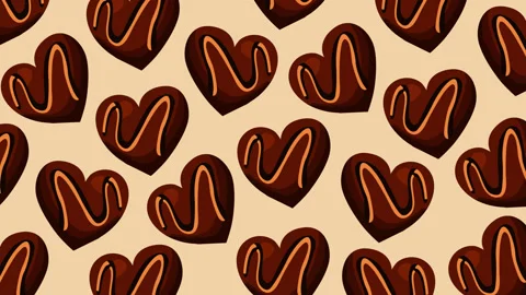 Seamless Chocolate Heart Candy Pattern Background Loop for Valentine Romance Video stock 336649481