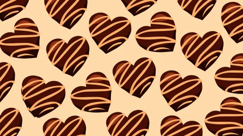Seamless Chocolate Heart Pattern Background Loop with Sweet Valentine Candy 動画素材 336650427