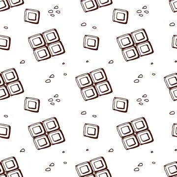 Seamless Chocolate pattern. Hand drawn vector bar of broken chocolate. Organic Stock-Illustration