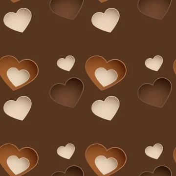Seamless chocolate pattern with sweetmeat in form heart Stock Illustration