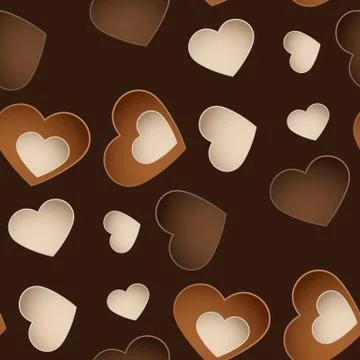 Seamless chocolate pattern with sweetmeat in form heart Stock Illustration