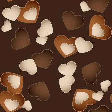 Seamless chocolate pattern with sweetmeat in form heart Stock Illustration