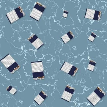 Seamless chocolate pattern on textured blue background Illustrazione stock