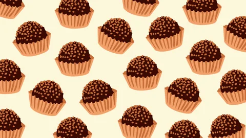Seamless Chocolate Truffle Candy Pattern on Light Background Loop Animation Stock-Footage 336653473