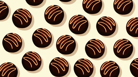 Seamless Chocolate Truffle Pattern Background with Premium Gourmet Candy Tre Vídeos de archivo 336527300