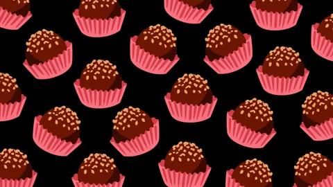 Seamless Chocolate Truffle Pattern Background Loop with Nut Topping Candy Th 스톡 동영상 336654955