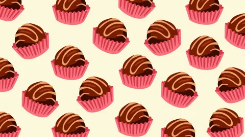 Seamless Chocolate Truffle Pattern Background Loop with Sweet Candy Confecti 스톡 동영상 336656504