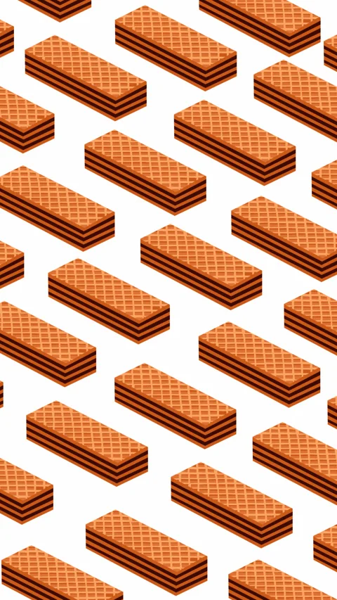 Seamless Chocolate Wafer Biscuit Pattern on Light Background Looping Animati 動画素材 336696605