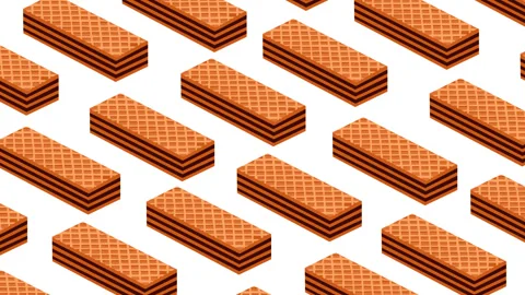 Seamless Chocolate Wafer Pattern Background Loop with Diagonal Repeating Bis 스톡 동영상 336656773