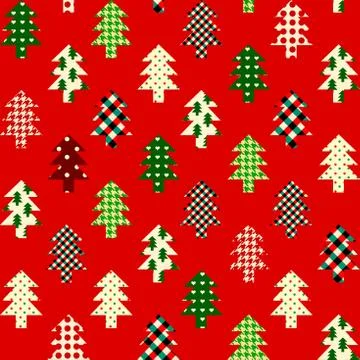 Seamless Christmas background in patchwork style Stock Illustration