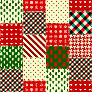 Seamless Christmas background in patchwork style Stock Illustration