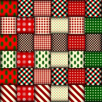 Seamless Christmas background in patchwork style 스톡 일러스트