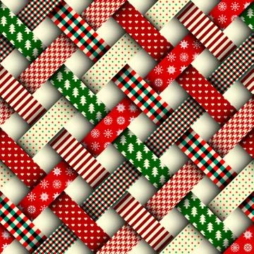 Seamless Christmas background in patchwork style Illustrazione stock