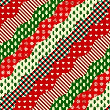 Seamless Christmas background in patchwork style Stock Illustration