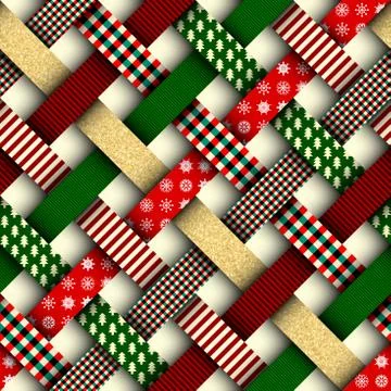 Seamless Christmas background in patchwork style Illustrazione stock