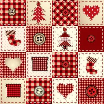 Seamless Christmas background in patchwork style/ Illustrazione stock