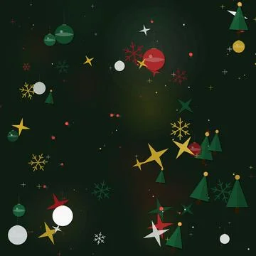 Seamless Christmas Background Vector Illustration with Festive Stars and Or.. Stock Illustration