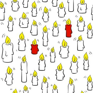 Seamless christmas candles doodle pattern Stock Illustration