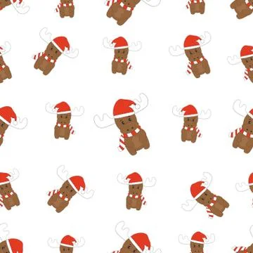 Seamless Christmas deer pattern Stock Illustration