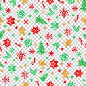 Seamless Christmas Elements, Hand Drawn Xmas, New Year Pattern Stockillustratie