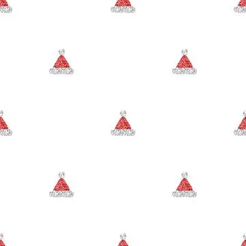 Seamless  christmas festive pattern background with silver and red glitter cu Stock Illustration