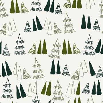 Seamless  christmas festive pattern background with forest of pine tree Stock Illustration